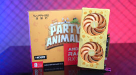 "Sapphire představuje omezenou edici grafické karty Radeon RX 7600 'Party Animals' s žlutým designem a ikonickými zvířaty franšízy"