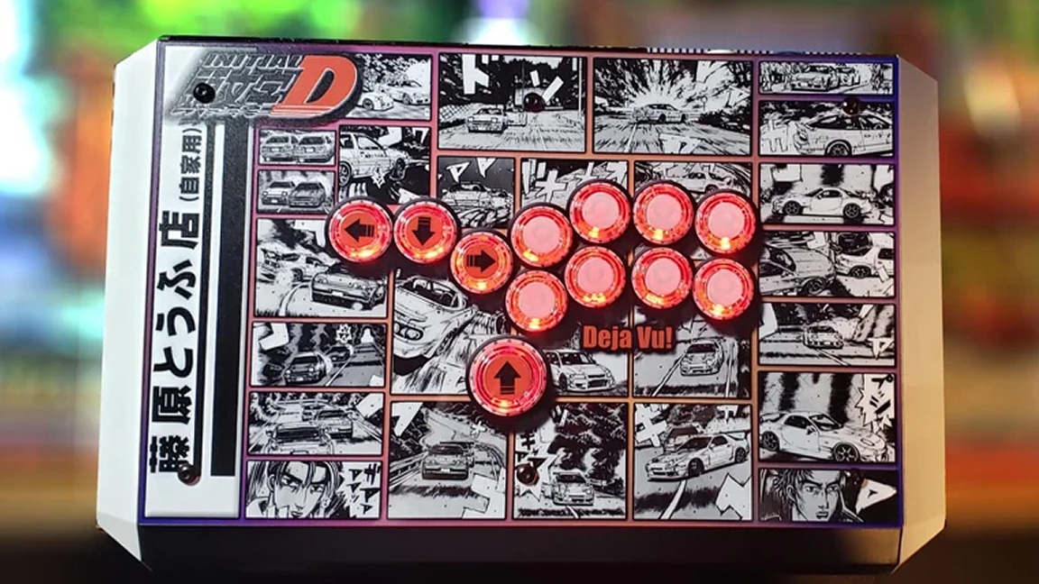 "Stickless Mad Catz TE1 - Initial D-themed fight stick modifikovaný pomocí Raspberry Pi"