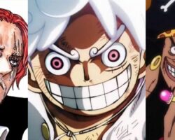 Luffy se proměňuje v boha Nika díky ovoci ďábla v One Piece