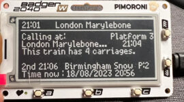 Raspberry Pi Badger 2040 UK Departure Board s využitím Raspberry Pi Pico