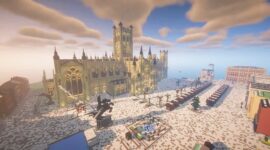 Minecrafter vytváří na Vánoce sněhem pokrytou britskou katedrálu
